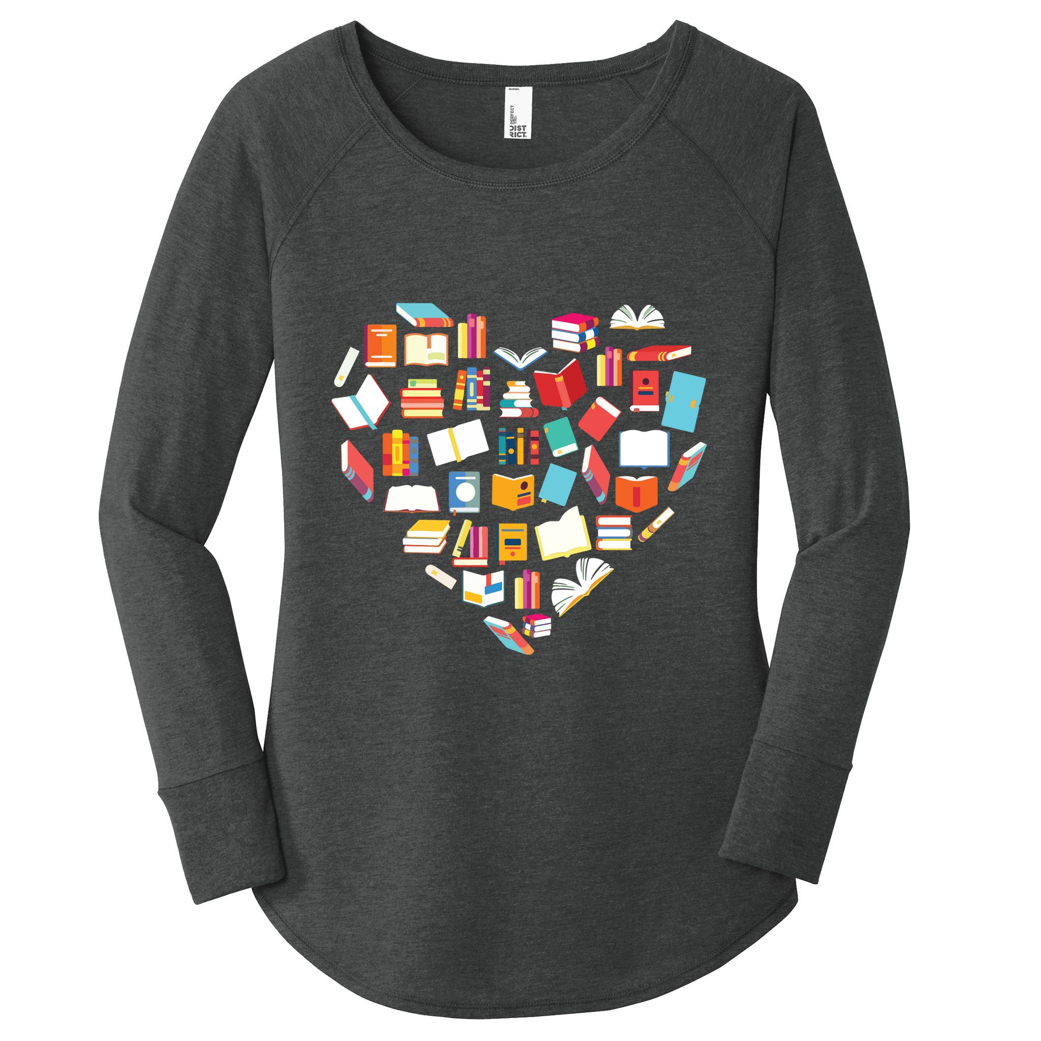 Book Lover Heart Shape Reading Club Librarian Bookworm Gift Premium Women's Perfect Tri Tunic Long Sleeve Shirt