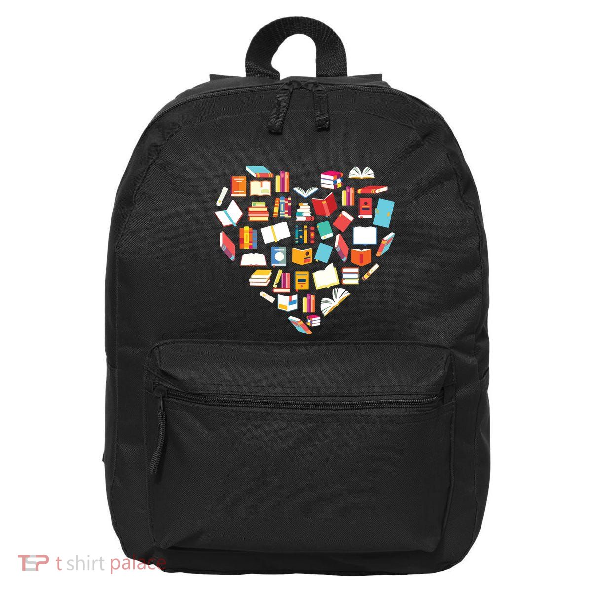 Book Lover Heart Shape Reading Club Librarian Bookworm Gift Premium 16 in Basic Backpack