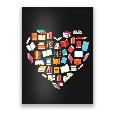 Book Lover Heart Shape Reading Club Librarian Bookworm Gift Premium Poster