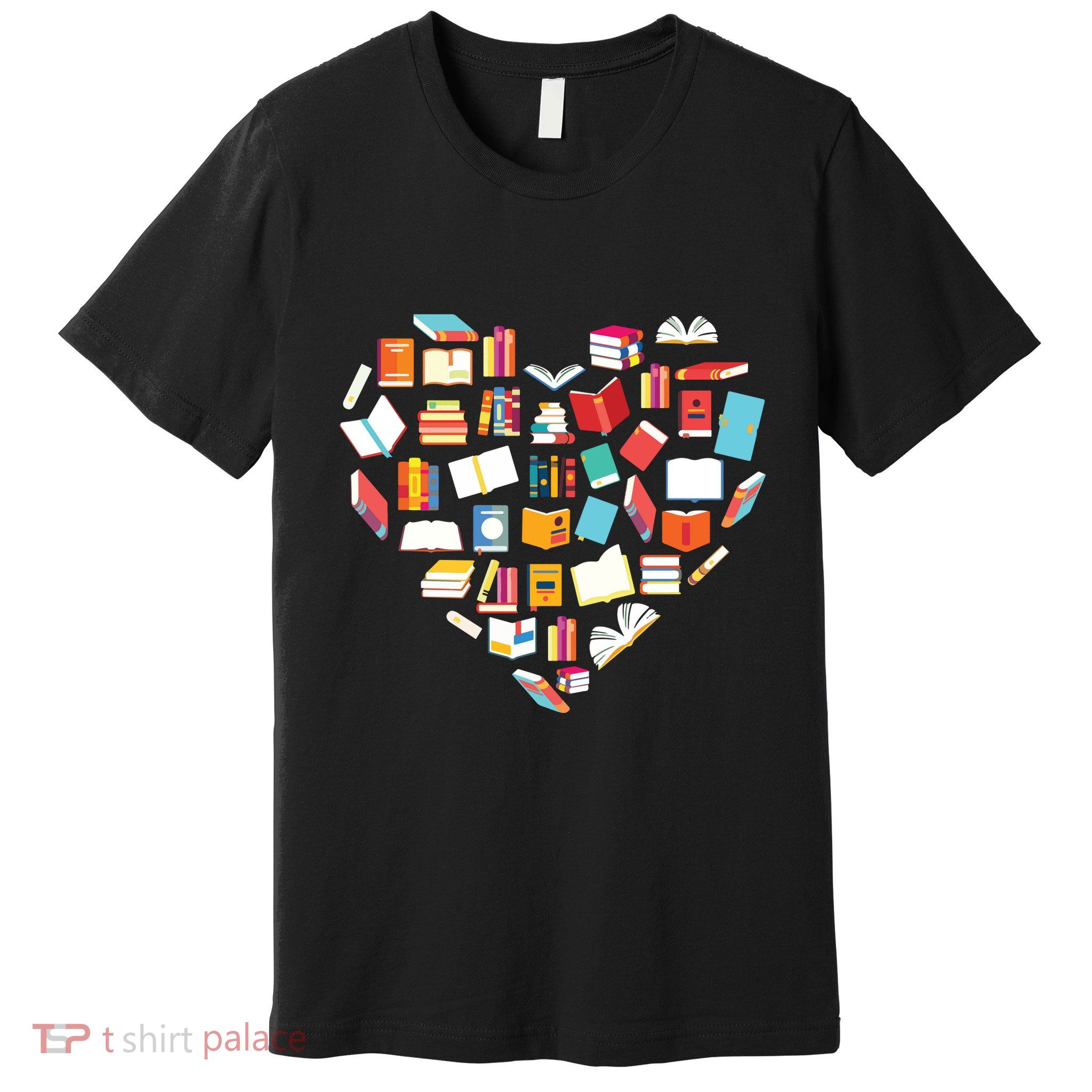 Book Lover Heart Shape Reading Club Librarian Bookworm Gift Premium Premium T-Shirt