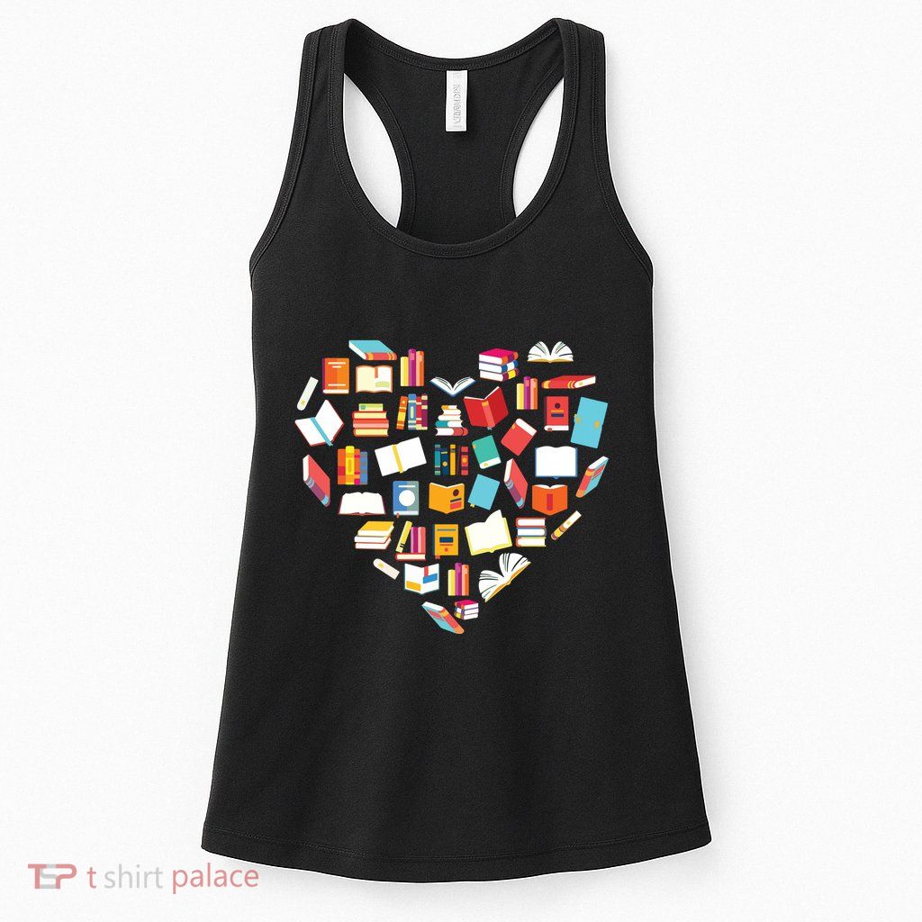 Book Lover Heart Shape Reading Club Librarian Bookworm Gift Premium Womens Tank Top