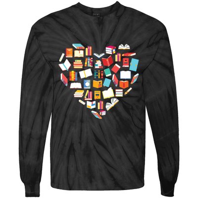Book Lover Heart Shape Reading Club Librarian Bookworm Gift Premium Tie-Dye Long Sleeve Shirt