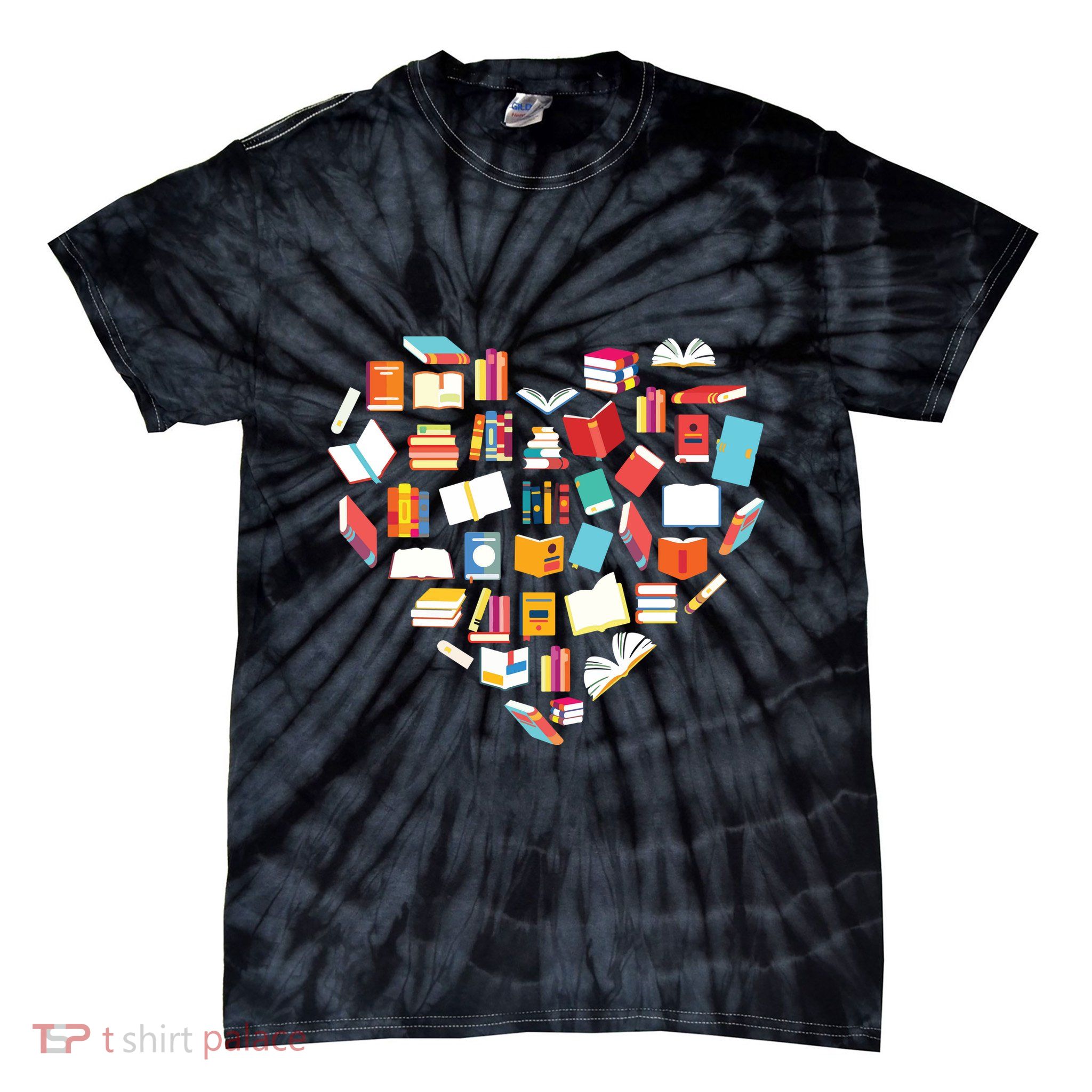 Book Lover Heart Shape Reading Club Librarian Bookworm Gift Premium Tie-Dye T-Shirt