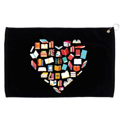 Book Lover Heart Shape Reading Club Librarian Bookworm Gift Premium Grommeted Golf Towel