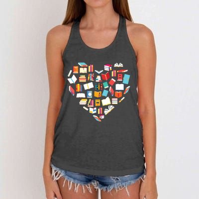 Book Lover Heart Shape Reading Club Librarian Bookworm Gift Premium Women's Knotted Racerback Tank