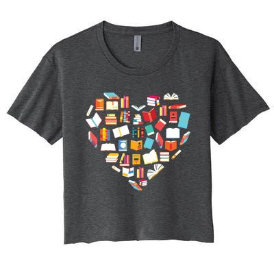 Book Lover Heart Shape Reading Club Librarian Bookworm Gift Premium Women's Crop Top Tee