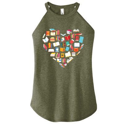 Book Lover Heart Shape Reading Club Librarian Bookworm Gift Premium Women's Perfect Tri Rocker Tank