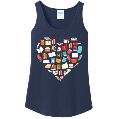 Book Lover Heart Shape Reading Club Librarian Bookworm Gift Premium Ladies Essential Tank