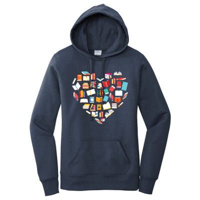 Book Lover Heart Shape Reading Club Librarian Bookworm Gift Premium Women's Pullover Hoodie