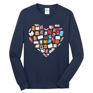 Book Lover Heart Shape Reading Club Librarian Bookworm Gift Premium Tall Long Sleeve T-Shirt