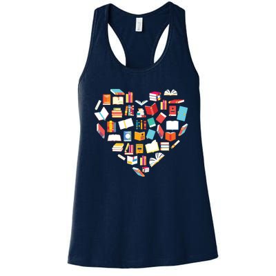 Book Lover Heart Shape Reading Club Librarian Bookworm Gift Premium Women's Racerback Tank