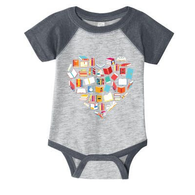 Book Lover Heart Shape Reading Club Librarian Bookworm Gift Premium Infant Baby Jersey Bodysuit