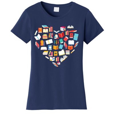 Book Lover Heart Shape Reading Club Librarian Bookworm Gift Premium Women's T-Shirt