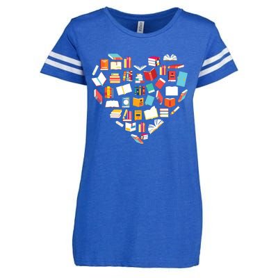 Book Lover Heart Shape Reading Club Librarian Bookworm Gift Premium Enza Ladies Jersey Football T-Shirt