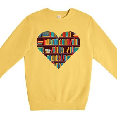 Book Lover Heart Shape Reading Club Librarian Bookworm Premium Crewneck Sweatshirt