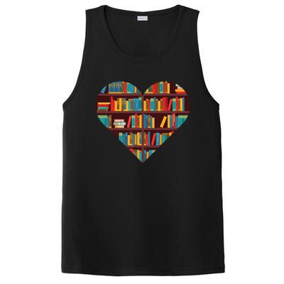 Book Lover Heart Shape Reading Club Librarian Bookworm PosiCharge Competitor Tank