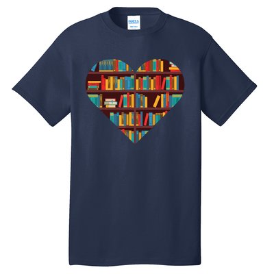 Book Lover Heart Shape Reading Club Librarian Bookworm Tall T-Shirt