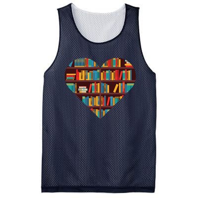 Book Lover Heart Shape Reading Club Librarian Bookworm Mesh Reversible Basketball Jersey Tank