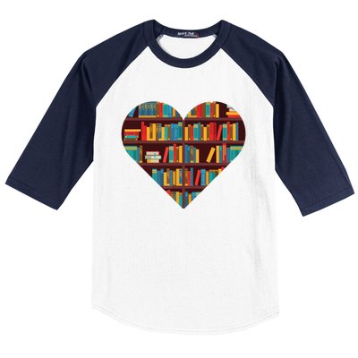 Book Lover Heart Shape Reading Club Librarian Bookworm Baseball Sleeve Shirt