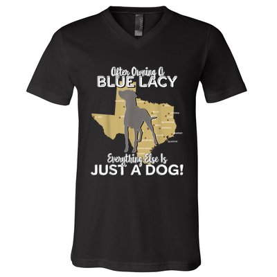 Blue Lacy Hunting Dog Texas State Dog V-Neck T-Shirt