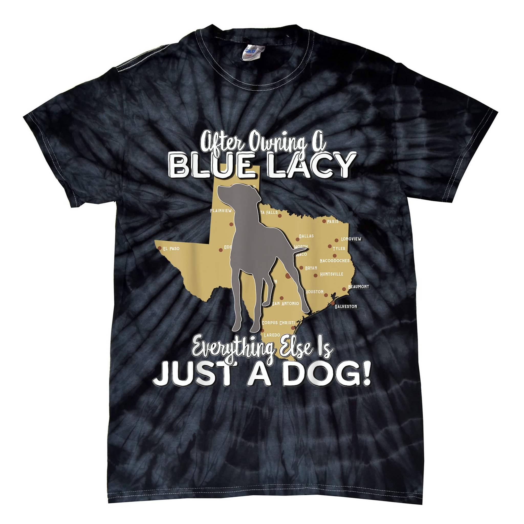 Blue Lacy Hunting Dog Texas State Dog Tie-Dye T-Shirt