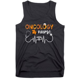 Boho Leopard Heartbeat Oncology Nurse Fall Thanksgiving Tank Top