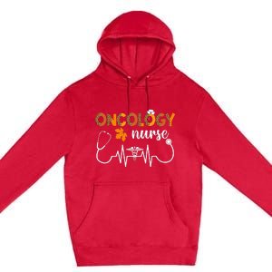 Boho Leopard Heartbeat Oncology Nurse Fall Thanksgiving Premium Pullover Hoodie