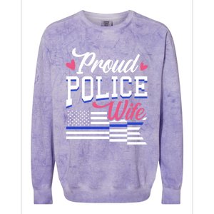 Blue Line Heart Design Wife Of Police Proud Usa Meaningful Gift Colorblast Crewneck Sweatshirt