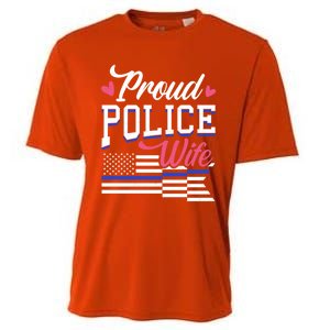 Blue Line Heart Design Wife Of Police Proud Usa Meaningful Gift Cooling Performance Crew T-Shirt