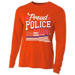 Blue Line Heart Design Wife Of Police Proud Usa Meaningful Gift Cooling Performance Long Sleeve Crew