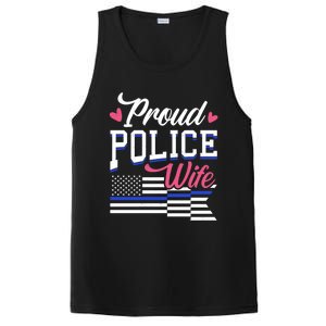 Blue Line Heart Design Wife Of Police Proud Usa Meaningful Gift PosiCharge Competitor Tank