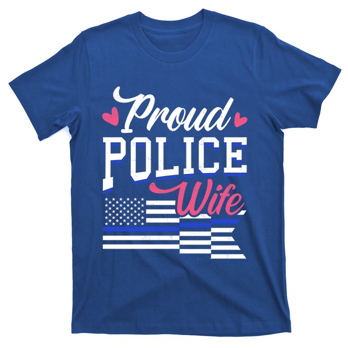 Blue Line Heart Design Wife Of Police Proud Usa Meaningful Gift T-Shirt