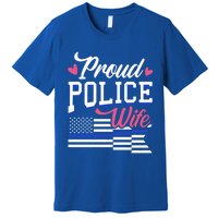 Blue Line Heart Design Wife Of Police Proud Usa Meaningful Gift Premium T-Shirt