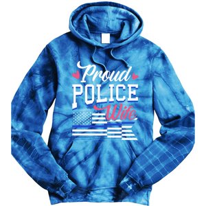 Blue Line Heart Design Wife Of Police Proud Usa Meaningful Gift Tie Dye Hoodie