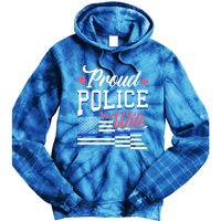 Blue Line Heart Design Wife Of Police Proud Usa Meaningful Gift Tie Dye Hoodie