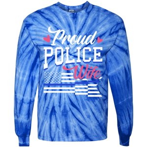 Blue Line Heart Design Wife Of Police Proud Usa Meaningful Gift Tie-Dye Long Sleeve Shirt