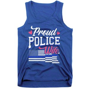 Blue Line Heart Design Wife Of Police Proud Usa Meaningful Gift Tank Top