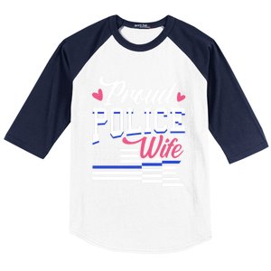 Blue Line Heart Design Wife Of Police Proud Usa Meaningful Gift Baseball Sleeve Shirt