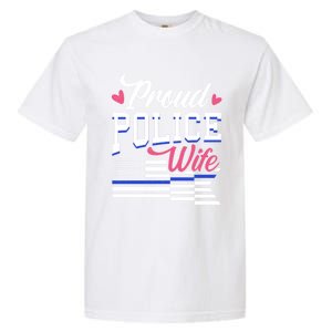 Blue Line Heart Design Wife Of Police Proud Usa Meaningful Gift Garment-Dyed Heavyweight T-Shirt