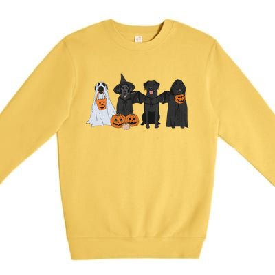 Black Labrador Halloween Ghost Pumpkin Gift Premium Crewneck Sweatshirt