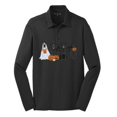 Black Labrador Halloween Ghost Pumpkin Gift Silk Touch Performance Long Sleeve Polo