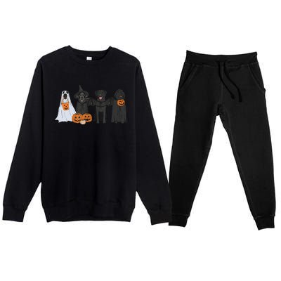 Black Labrador Halloween Ghost Pumpkin Gift Premium Crewneck Sweatsuit Set