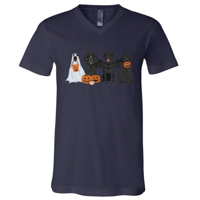 Black Labrador Halloween Ghost Pumpkin Gift V-Neck T-Shirt