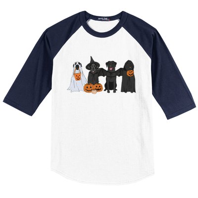 Black Labrador Halloween Ghost Pumpkin Gift Baseball Sleeve Shirt