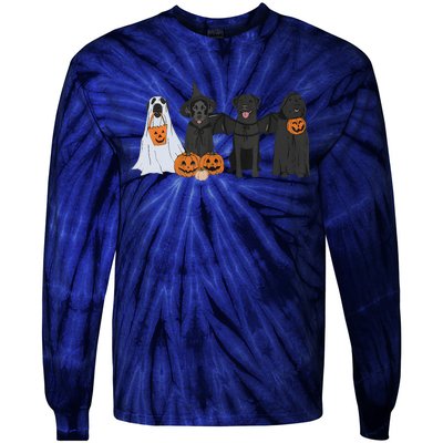 Black Labrador Halloween Ghost Pumpkin Gift Tie-Dye Long Sleeve Shirt