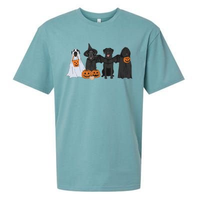 Black Labrador Halloween Ghost Pumpkin Gift Sueded Cloud Jersey T-Shirt