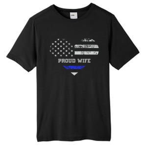 Blue Line Heart Design Wife Of Police Proud Usa Meaningful Gift Tall Fusion ChromaSoft Performance T-Shirt