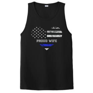 Blue Line Heart Design Wife Of Police Proud Usa Meaningful Gift PosiCharge Competitor Tank