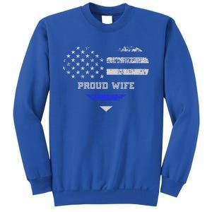 Blue Line Heart Design Wife Of Police Proud Usa Meaningful Gift Sweatshirt