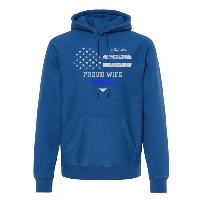 Blue Line Heart Design Wife Of Police Proud Usa Meaningful Gift Premium Hoodie